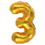 Kaleidoscope Number 3 Gold Foil Balloons, 14-in.